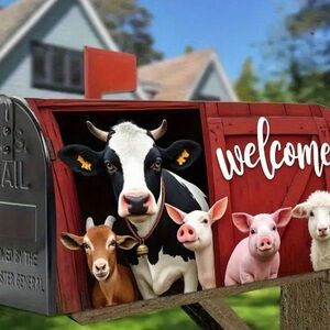 Welcome Farm Animal Themed Mailbox Cover